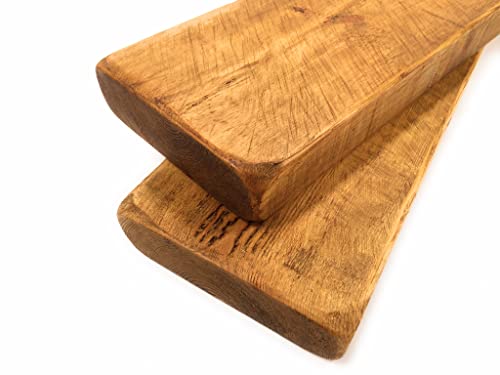 2 X 80CM RECLAIMED STYLE ENGLISH OAK COLOUR CHUNKY FLOATING SHELF SHELVES WOODEN