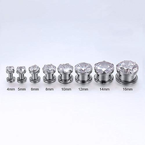 ZS Gorgeous Cubic Zirconia Tunnels Plugs 316L Stainless Steel Screw Tunnels Ear Expander Stretcher Piercing Ear Gauges Black Tunnel Gauges2