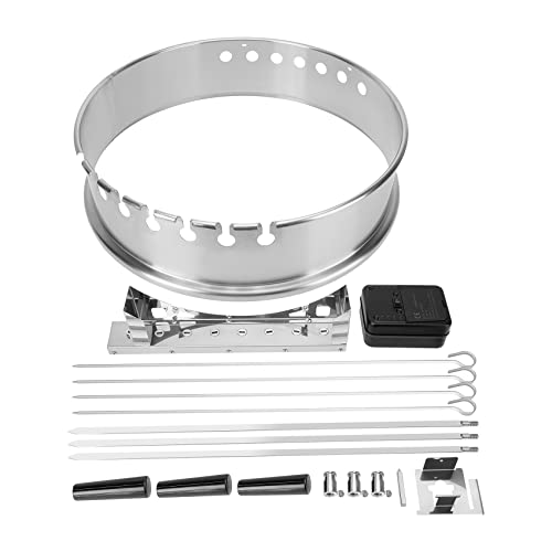 onlyfire Edelstahl Spießdreher Drehspieß Set mit Motor für Weber 57 cm Kugelgrill, Grillspieß-Aufsatz Set mit 7 Schaschlikspieße