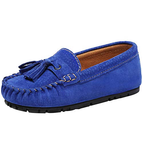 amropi Ragazzi Mocassini Nappa Loafer Confortevole Appartamenti Scivolare su Scarpe (Blu Reale,29 EU)