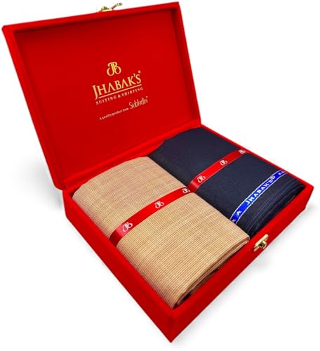 Image of JHABAK'S Unstitched Cotton Blend Solid Shirt & Trouser Fabric - 2.25 m Shirt Cloth - 1.20 m Pant Piece