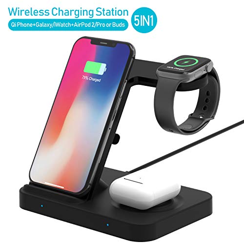 Winktech 5 in 1 Wireless Charger for Airpods, Fast Charging Dock Station for Apple Watch Series 5/4/ - //coolthings.us
