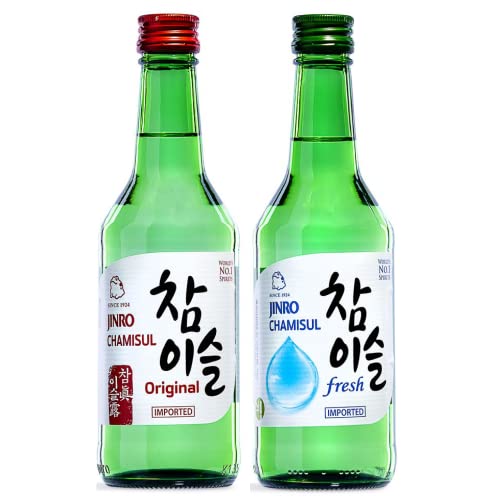 Jinro Chamisul Soju Duo pack - Classic 350ml alc 20.1% and Fresh 350ml 16.9% alc