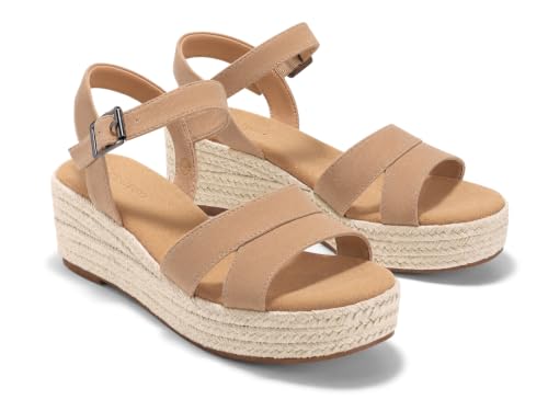 Image of Coutgo Womens Wedge Platform Sandals Espadrille Heels Open Toe Buckle Ankle Strap Summer Shoes