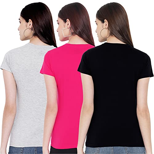 Image of Preneum Women's Cotton Regular Fit Graphic Stylish Printed Short Sleeves Casual T-Shirt || Trendy & Styles (Pack 3)