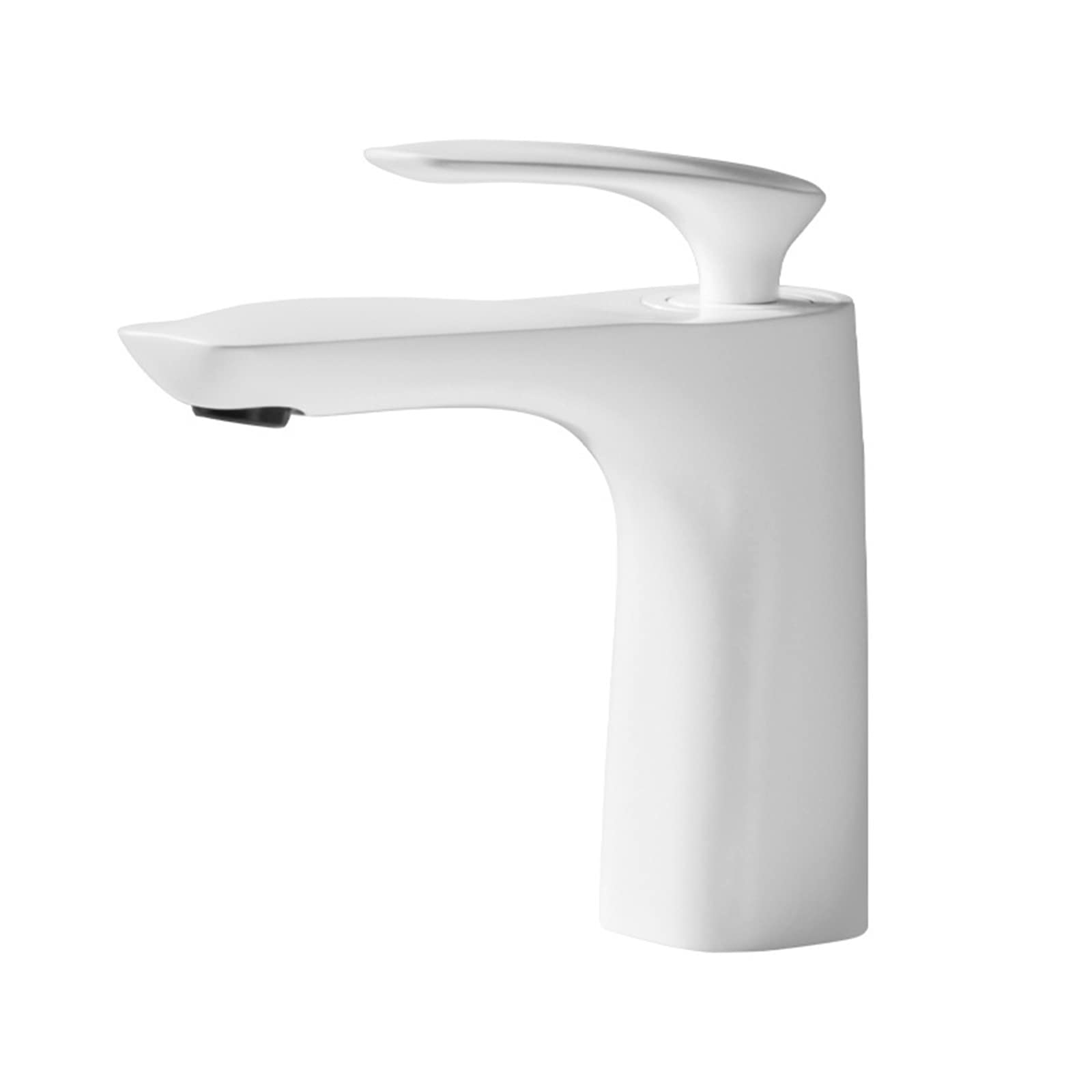 ZQFHSX Kitchen Sink Faucet, Brass Single Handle Hole Bathroom Faucet in White and Black(White a)