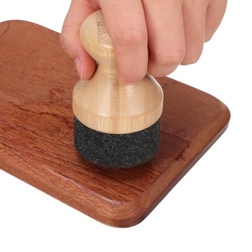AKOOSY Aplicador de Cera y Aceite para Tablas de Cortar Brocha de Bambú y Esponja 5X5X85 CM Utensilio Esencial para Cocina y Parrilla Cuidado Natural de Madera