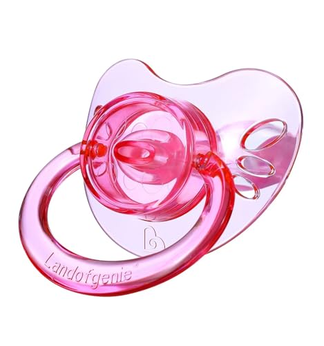 Image of Landofgenie Large Shield Adult Size Pacifiers Butterfly Shape Transparent Design Pacifier Pink