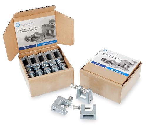 SYSTERM Trägerklammer Halterung aus verzinktem Stahl für Lüftung und andere Systeme. M6 (6mm), M8 (8mm), M10 (10mm). Set von 10 Stück. (Schraubengröße M8-8mm)