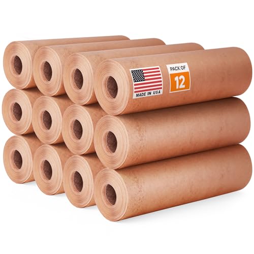 Image of 9 inch x 60 Yards (180 feet) Masking Paper Roll (Pack of 12) - Made in USA General Purpose Kraft Masking Paper for Painting - Painters' Protection from Splatter and Overspray