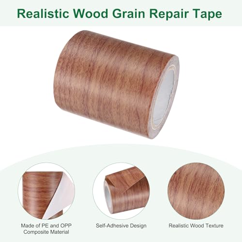 Image of M METERXITY 2-Roll Wood Grain Repair Tape, 2.24in x 15ft Textured Realistic Self-Adhesive Wood Floor Tape Contact Paper for Furniture /Floors /Home [Dark Brown Pine]