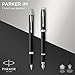Parker IM Duo Gift Set with Ballpoint Pen & Fountain Pen | Gloss Black with Chrome Trim | Blue Ink Refill & Cartridge | Gift Box