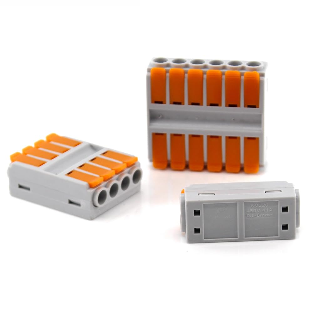 Quick Docking Electrical Wire Connectors Push-in Conductor Terminal Block 6mm2 LED Cable Electircal Wiring Conector M3 Screws(10P,50PCS)