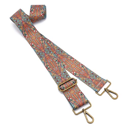 Image of ZOOEASS Bronze Buckles Purse Strap, 2 inch Wide Crossbody Handbag Strap Adjustable Replacement Shoulder Strap Vintage Embroidery