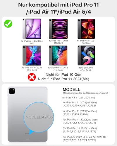 Tecurs Tastatur Hülle für iPad Air 11 Zoll und iPad Pro 11 Zoll