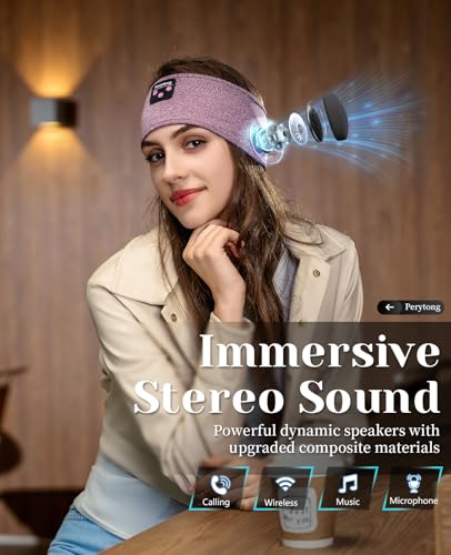 Image of Perytong Sleep Headphones Bluetooth 5.4, Wireless Sleep Headphones with HD Stereo Speakers for Side Sleepers, Breathable & Sweat-Proof Sports for Sleeping Running Yoga Travel Meditation