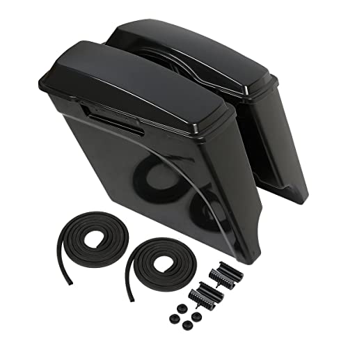 XMT-MOTO Stretched Hard Saddlebags Saddle bags for Harley 1994-2013 Touring models road glide, road king, ultra, street glide, electra glide and 1984-2017 Softail models,Unpainted Black/No Accessories