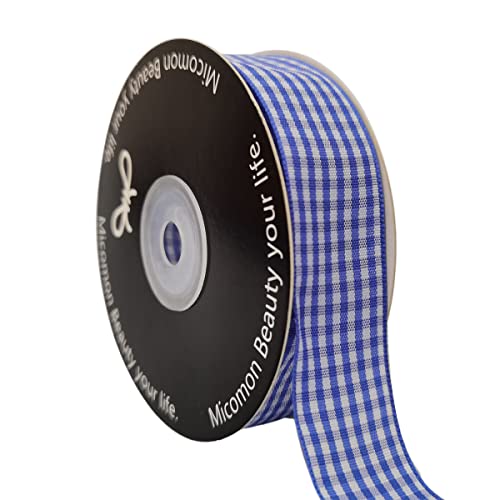 Micomon Blue and White Gingham Ribbon Plaid Ribbon...