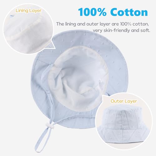 OMUKY Baby Sun Hat Cotton Beach Cap for Infant Toddler Boys and Girls Sun Protection Bucket Hat3
