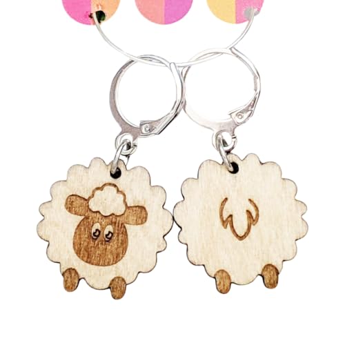 Silly Sheep RS/WS Front Back Markers for Knitting or Crocheting | Handmade by Pretty Warm Designs | Knit Crochet Accessories Removable Locking Stitch Markers Project Keeper Row Marker Stitch Holders