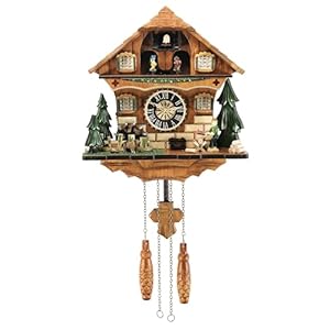 Musical Cuckoo Clock with Rotating Dancer Stage – 12 Melodies, Volume Control & Night Mode, Germany Style Black Forest Wall Clock for Home Decor Gift,Gifts for Family