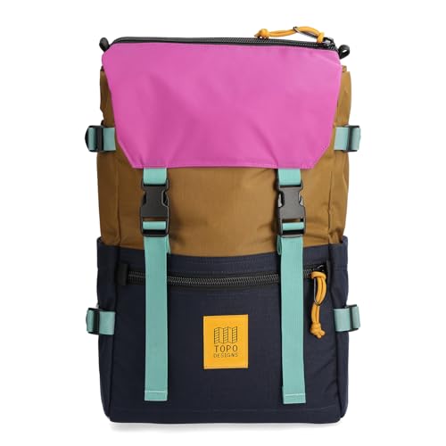 Topo Designs Rover Pack Classic - Daily Daypack for Commutes, Day Trips, Hikes, Iconic Denver Design, Recycled Nylon Durable Construction, PFAS-Free, Fair Trade, BlueSign Approved (Dark Khaki/Navy)