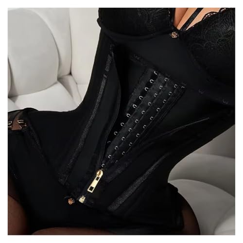 Waist Trainer Double Compression Shaper Tummy Control Slimming Sheath Flat Belly 13 Steel Bones Belt(Black,S)2