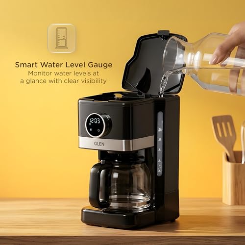 Image of Glen 12 Cup Coffee Maker Machine with Digital Control Knob | 1.5L Large Capacity Drip Coffee Machine | Anti-Drip Function | Keep Warm Feature | Coffee Maker for Home & Office (9053CM)