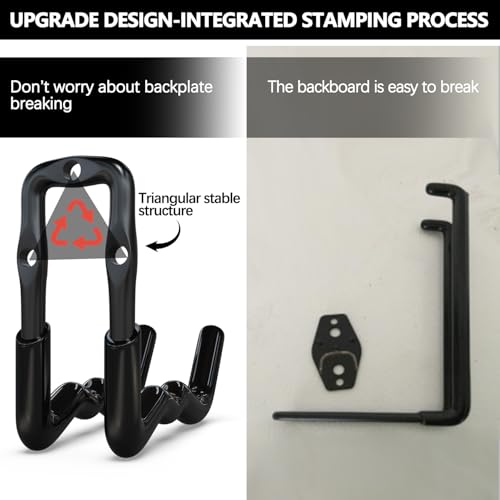 Image of 3-H Super Heavy Duty Garage Hooks 14 Pack, One-Piece Construction Garage Wall Hooks, Garage Hanger & Organizer Wall Mount for Ladders, Bikes, Chairs, WeedEaters, Shovels, Garden Tools (Black)