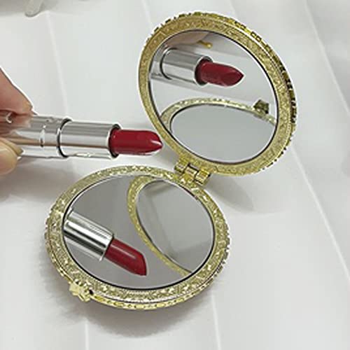 Luzen 4Pcs Floral Pattern Pocket Mirror Compact Travel Mirror Small Round Double Sided Folding Mirrors Portable Beauty Makeup Mirror For Women Girls Travel Or Daily Use #TOP2