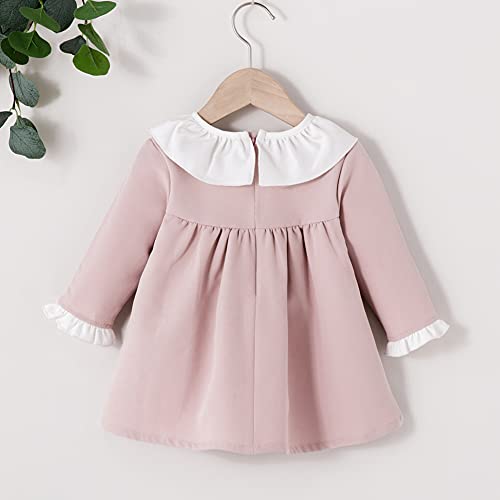 Milki Rabbit Toddler Baby Girl Dress Long-Sleeve Ruffled Spring Fall Princess Dresses (6-9 Months) Pink #TOP2