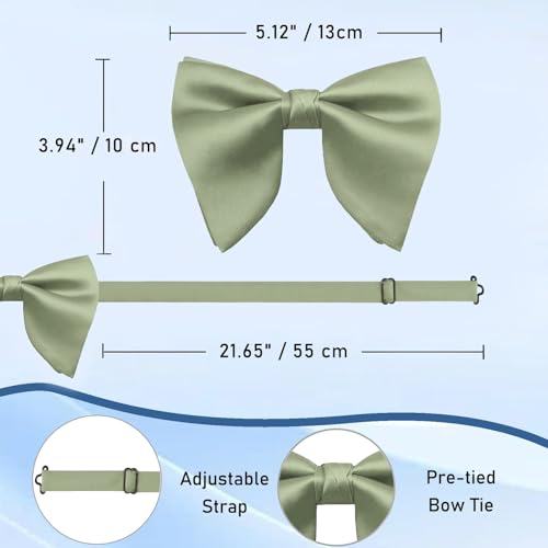 Image of Luckyvestir Oversized Bow Ties for Men, Pre Tied Clip on Men's Black Bowtie for Wedding Tuxedo Banquets Formal Wear
