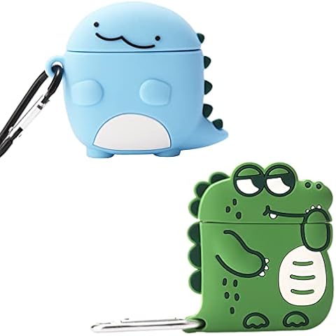 【2 Pack】 Lubiogio 3D Cute Crocodile+Dinosaur Case for Airpod 2/Airpod,3D Cartoon Kawaii Animal Airpod 2 Design Kids Teens Girls Women Soft Case for Airpod 2nd/Airpod 1st Case(Crocodile+Dinosaur) Cover