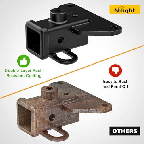 Image of Nilight 2 Inch Rear Trailer Hitch Receiver Class 3 Tow Towing Hitch & Cover Kit for Gladiator JT 2019 2020 2021 2022 2023 2024 2025 with Hitch Cover