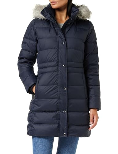 Tommy Hilfiger Damen Daunenmantel Down Coat With Fur Winter, Blau (Desert...