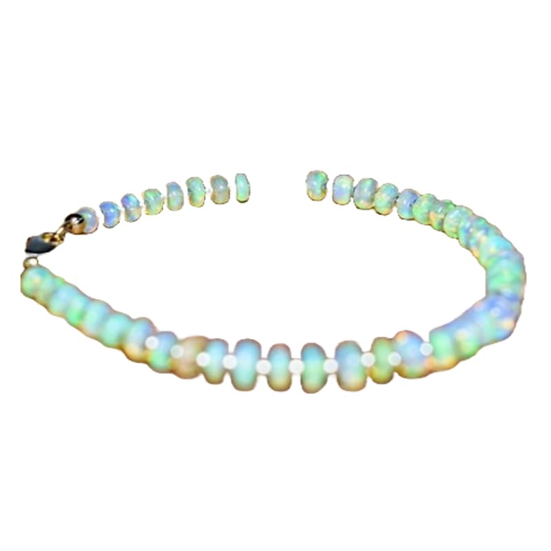 Pulsera de ópalo etíope con cuentas de 3mm y cierre de plata de ley ajustable