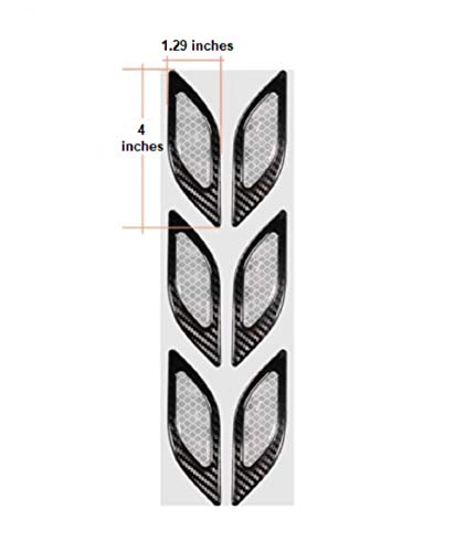 True Line Automotive Carbon Fiber Reflective Door Fender Flare Marker Trim Molding 6Pc (Outer Blue) #TOP4