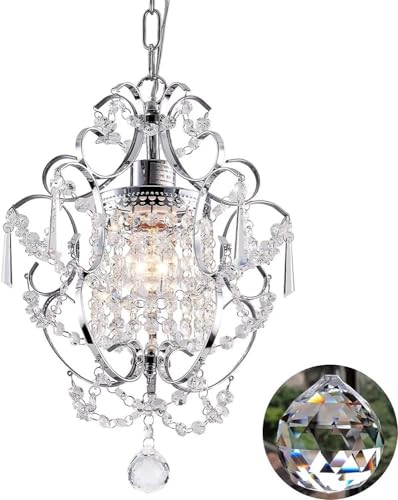 Lustre en cristal petit plafonnier suspendu chrome luminaire îlot cuisine