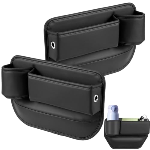 FARYODI Lot de 2 organiseurs de rangement en cuir pour siège de voiture, boîte de rangement universelle multifonctionnelle avec porte-gobelet, pour petits objets, téléphones portables