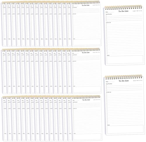 (50-Pack) To Do List Notepad - A5 Undated Daily Planner, 2500 Sheets/5000 Pages To Do List Notebook for Work, Spiral Waterproof Notepad for Office Supplies, School Planner, 5.8" x 8.3"