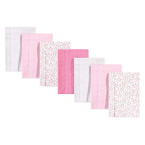 Image of Hudson Baby Unisex Baby Cotton Flannel Burp Cloths, Pink Peony, One Size