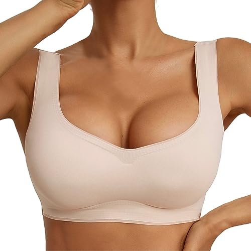 Fitness Femmes Soutien-Gorge de Sport Femme Soutien Gorge Collant Sous-Vêtements Femmes Filles Sous-vêtements Coton Grande Taille Sous-vêtements pour Femmes Pas Cher, beige, XXL