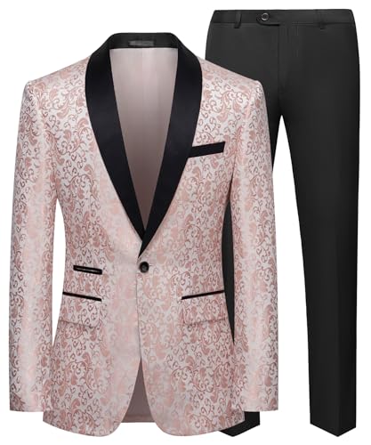 Men's Floral Tuxedo Jacket Paisley Shawl Lapel Suit Blazer for Wedding, Prom, Dinner, Formal Events