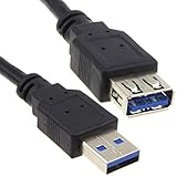 kenable USB 3,0 24AWG Hoch Geschwindigkeit Verlängerung Kabel Stecker A Männlich Zum Weiblich Schwarz 0,5 m [0.5 Meter/0,5m]