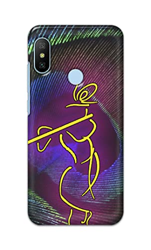 Image of PRINTFIDAA Lord Krishna On Peacock Feather Hard Back Cover for Mi A2 Back Cover -(P6) KAT1007