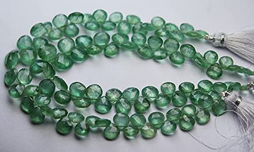 Cyanite verte naturelle facettée 6-9mm en forme de coeur briolette pour montage de bijoux