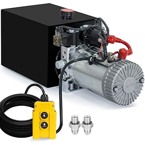 DC HOUSE Hydraulic Power Unit 15 Quart Double Acting Hydraulic Pump DC 12V Power Unit Metal Reservoir for Dump Trailer Car Lifting Cover