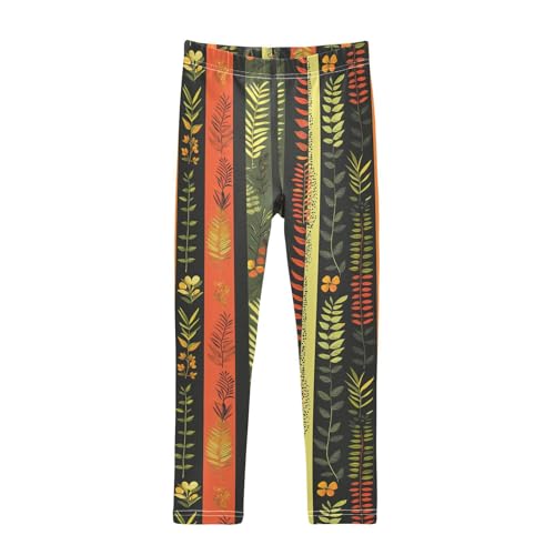 Stripes Flower Tropical Leaf Girls Casual Leggings for Kids Printed Long Pant Bottoms Stretch and Soft