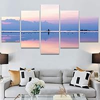 SIGNWIN 5 Panel Canvas Wall Art Modern Art Coastal Colorful Multicolor Photography Romantics Sunset for Home Decorations Ready to Hang - 60