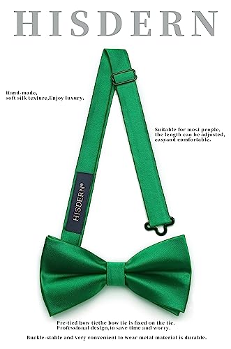 Image of HISDERN Bow Ties for Men Pretied Bowties Classic Formal Business Bow Tie Adjustable Tuxedo Bowtie for Wedding Party
